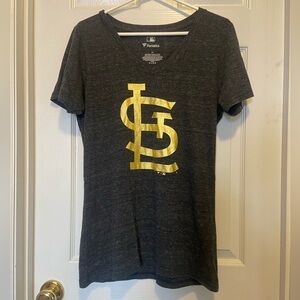 Fanatics St. Louis Cardinals Charcoal Heather T-Shirt with Gold Logo
